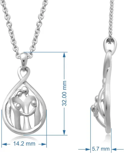 Vista 2 de Jewelili Collar con colgante familiar de plata esterlina 18 pulgadas