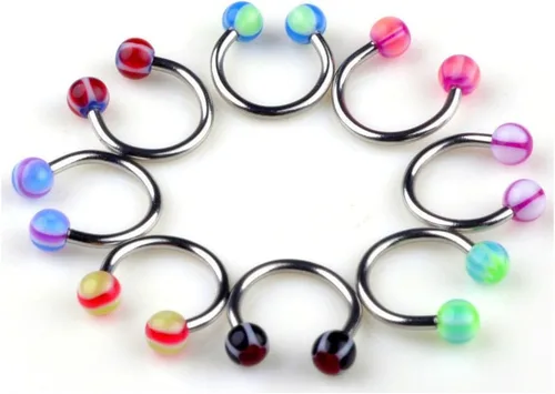 Vista 5 de 110 piezas de piercing para el cuerpo: cejas, ombligo, vientre, lengua, labio, 22 tipos de piercings