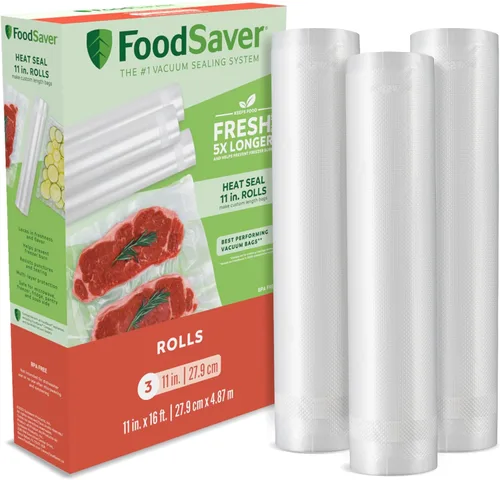 Vista 8 de FoodSaver Bolsas selladoras al vacío de longitud personalizada, paquete múltiple, 5 rollos para almacenamiento hermético de alimentos y Sous Vide