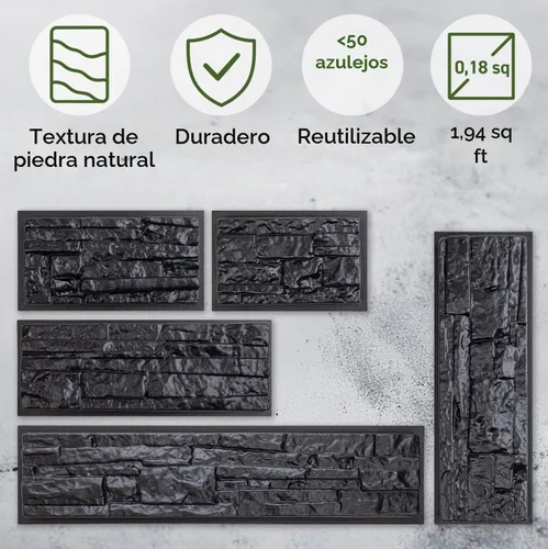 Vista 5 de 5 moldes de plástico ABS de 0.079 in para pared de yeso de hormigón, baldosas de cemento de piedra, molde de losa de cemento de pared, moldes