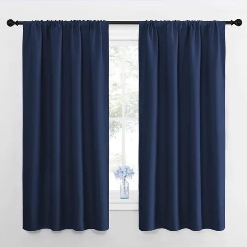 Vista 2 de NICETOWN 2 paneles de 42 x 63 pulgadas de largo, cortinas opacas con bolsillo para barra con 4 paneles de 42 x 16 pulgadas de largo, cenefas opacas