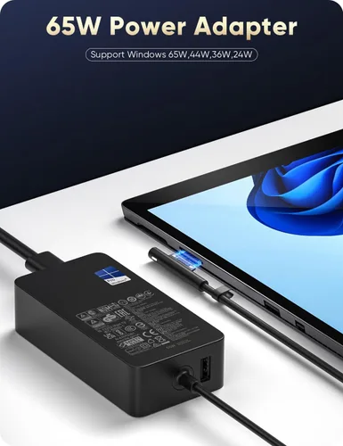 Vista 2 de Cargador Microsoft Surface Pro para 65W Windows Surface Charger 11,10,9,8,7+,7,6,5,4,3,X.Surface Laptop 6,5,4,3,2,1, Surface Go 3,2,1, Tablet