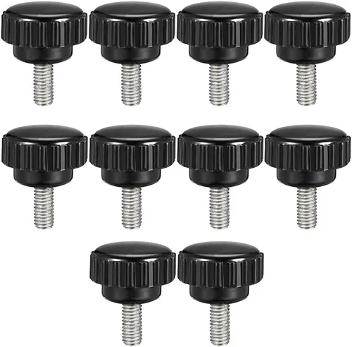 Vista 6 de uxcell Perillas de sujeción moleteadas con rosca métrica macho M4 x 1.969 in, tornillo de agarre para pulgar, perno de mango de sujeción manual
