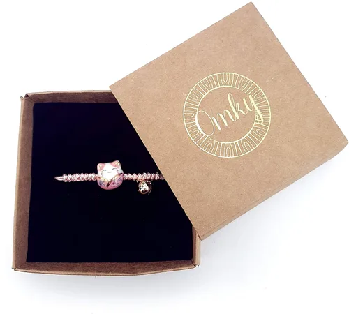 Vista 3 de Omky - Pulsera ajustable de gato de la suerte Maneki Neko, 6 colores, cuentas de cerámica, Cerámica