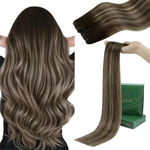 Vista 13 de Ugeat Extensiones de cabello humano de trama de mariposa, color negro, 16