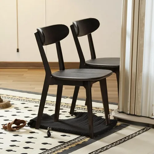 Vista 28 de Sillas de comedor 100% de madera maciza de roble - Sillas de cocina, silla de estudio de diseño moderno clásico para una vida elevada (Negro-1)