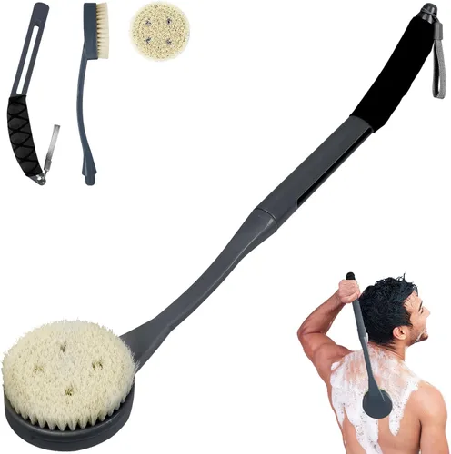 Vista 8 de Depurador de espalda antideslizante para ducha, cepillo de baño desmontable de 21.7 pulgadas para ducha, exfoliante de espalda, exfoliación y salud