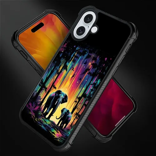 Vista 161 de Funda compatible con iPhone 15, diseño de elefantes africanos, diseño increíble a prueba de golpes, antiarañazos, carcasa trasera de policarbonato