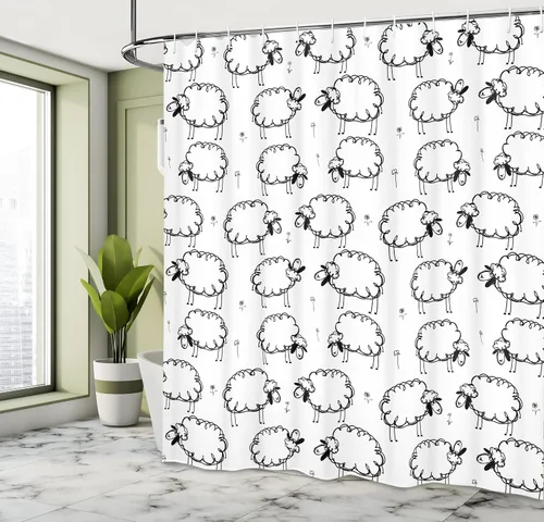 Vista 4 de ambesonne Decor Collection tela de poliéster cortina de ducha de baño