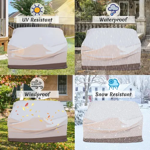 Vista 3 de ovios Fundas para muebles de patio, funda impermeable para sillas de sofá seccional, sofá biplaza otomana, sofá o mesa de uso general, 58.3 pulgadas