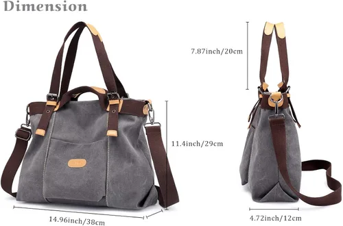 Vista 2 de Bolsos de lona para mujer, estilo casual, vintage, bolso de hombro