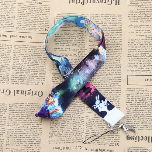 Vista 3 de UJIMS Alice Gifts - Llavero con cordón inspirado en el país de las maravillas para fanáticos de Alicia, joyería de amistad, soporte para tarjetas
