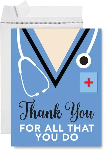 Vista 55 de Andaz Press Social Distancing Thank You - Tarjeta jumbo de 8.5 x 11 pulgadas, AF esencial, tarjeta de felicitación de agradecimiento en blanco
