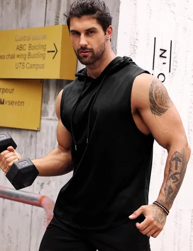 Vista 4 de LecGee Camiseta deportiva sin mangas para hombre, para entrenamiento, gimnasio, culturismo, con bolsillo