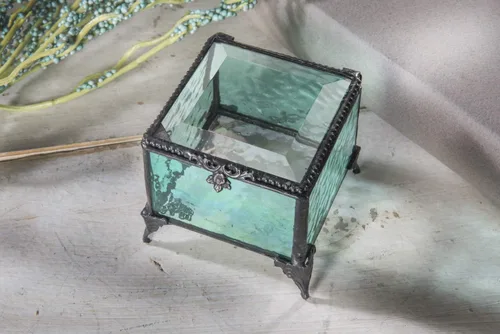 Vista 7 de Caja de cristal decorativa para joyería, anillo de exhibición, pulsera, aretes, organizador de almacenamiento, regalo de recuerdo para mamá, hija