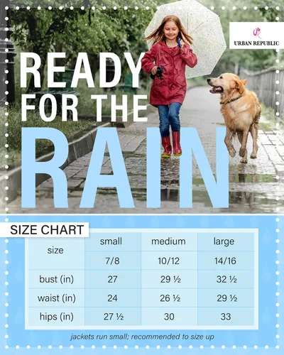 Vista 6 de URBAN REPUBLIC Chubasquero para niña - Chaqueta impermeable cortavientos Slicker Shell (7-16)