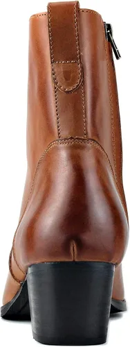 Vista 4 de COWSDELLA Botas de vestir para hombre, tacón casual, estilo chukka con cremallera, color negro, JY002
