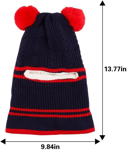 Vista 7 de Gorro de invierno de punto para bebés y niñas pequeños, bufanda con orejeras y capucha con forro polar