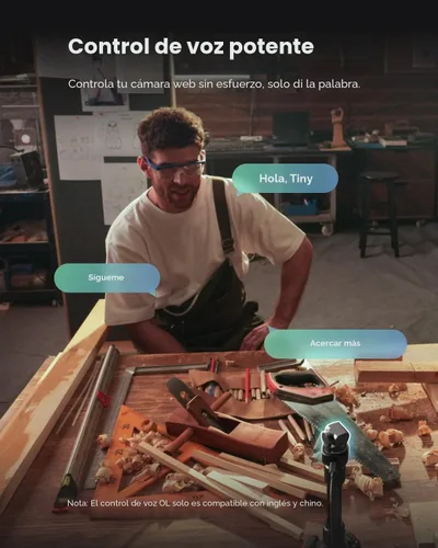 Vista 7 de OBSBOT Tiny 3 cámara web espacial de audio 4K impulsada por AI, cámara PTZ