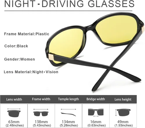 Vista 3 de SIPHEW Gafas de visión nocturna HD para mujeres que conducen lentes polarizados de conducción nocturna lentes amarillas antirreflejos para la noche