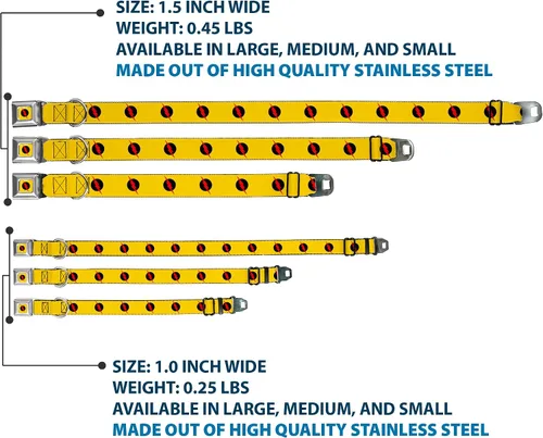 Vista 3 de Buckle-Down Collar de perro con hebilla de cinturón de seguridad, logotipo de flash reverso, amarillo dorado, negro/rojo, 1 pulgada de ancho, se
