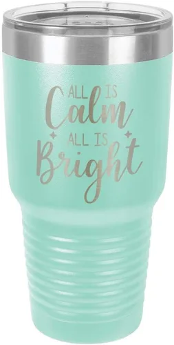 Vista 20 de Chirstmas Taza de viaje de acero con recubrimiento de polvo grabado con láser, con grabado de 30 oz, sin BPA, para mantener tu bebida fría