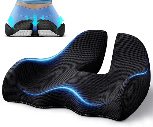 Vista 16 de Benazcap Cojín de asiento de espuma viscoelástica, alivio de presión Negro