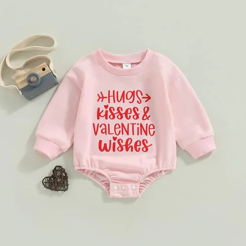Vista 23 de Enterizo de manga larga con estampado de letras para bebés, niñas y niños