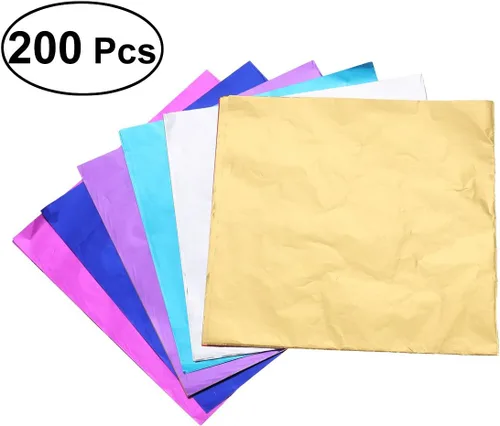 Vista 2 de BESTONZON Paquete de regalo de hoja metálica de papel de papel de 200 piezas para embalaje de dulces de chocolate