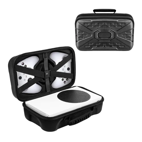 Vista 2 de GOTRUTH Funda de viaje compatible con Xbox Series S, funda rígida de transporte de la serie S con compartimentos protectores de espuma para consola