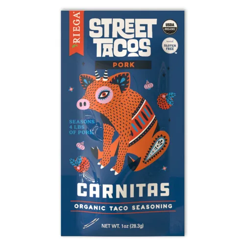 Vista 6 de Riega Street Taco Seasoning, mezcla de especias mexicanas orgánicas para cocinar comidas auténticas, Al Pastor, paquetes de 1 oz, 8