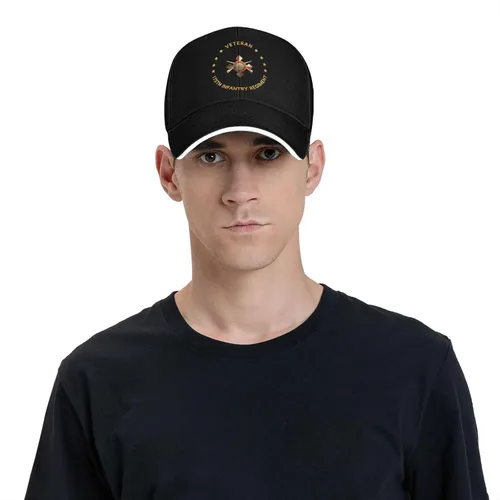 Vista 2 de US 175th Infantry Regiment Veteran Adjustable Baseball Cap for Outdoor Sun Protection - Men & Women Black