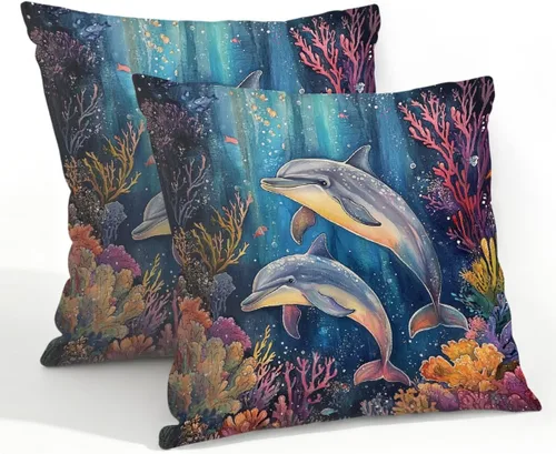 Vista 42 de Juego de 2 fundas de almohada impermeables para exteriores, 16 x 16 pulgadas, fundas de almohada decorativas de patio para muebles de jardín, sofá
