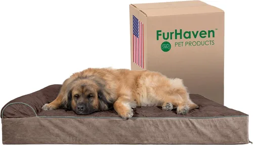 Vista 13 de Furhaven Cama para perro. Sofá estilo tradicional terapéutico. Sofá cama de lujo de sala para mascotas con funda extraíble, para perros y gatos