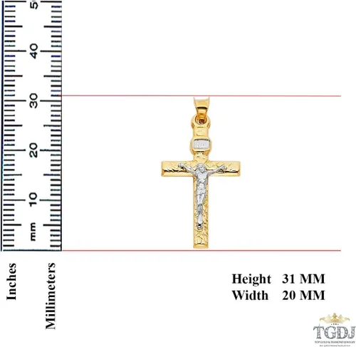 Vista 2 de Colgante religioso de cruz de crucifijo de oro de 14 quilates, 1.220 x 0.787 in, con dije de crucifijo de oro real, gran regalo para hombres