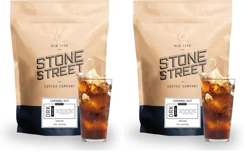 Vista 13 de Stone Street Café con sabor a café frío, sabor natural a arándanos, bajo en ácido, 100% colombiano, café gourmet, molido grueso, tostado oscuro, 1