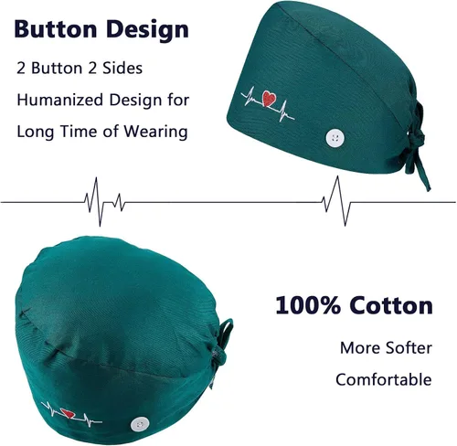 Vista 6 de SATINIOR Gorro de trabajo unisex con botones y banda ajustable para el sudor