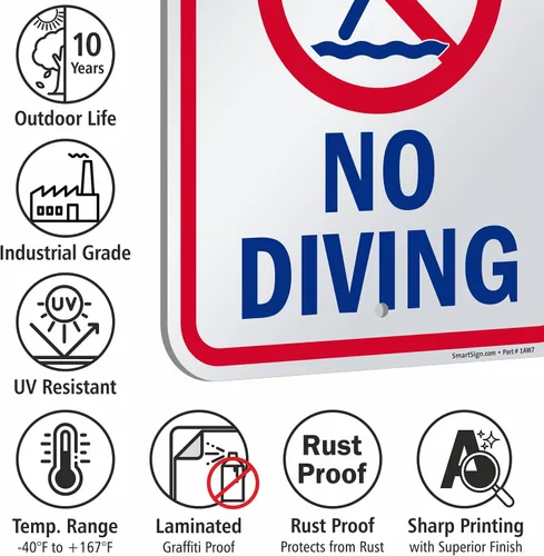 Vista 7 de SmartSign Letrero "Attention - No Diving" Aluminio de 12 x 18 pulgadas