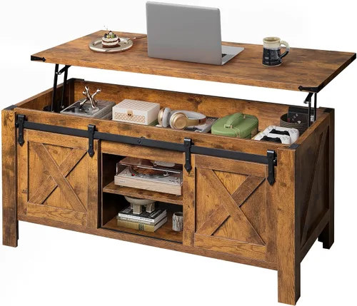 Vista 17 de WLIVE - Mesa auxiliar elevable de 40 pulgadas con almacenamiento, mesa Negro
