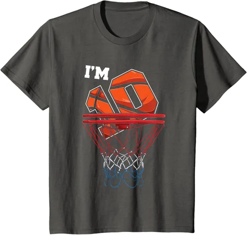 Vista 80 de Camiseta de regalo de cumpleaños con red de baloncesto de 10 años, Negro