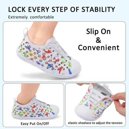 Vista 5 de Fires Zapatos de agua para niños y niñas, de secado rápido, transpirables, calcetines de agua descalzos para playa, natación, zapatos deportivos