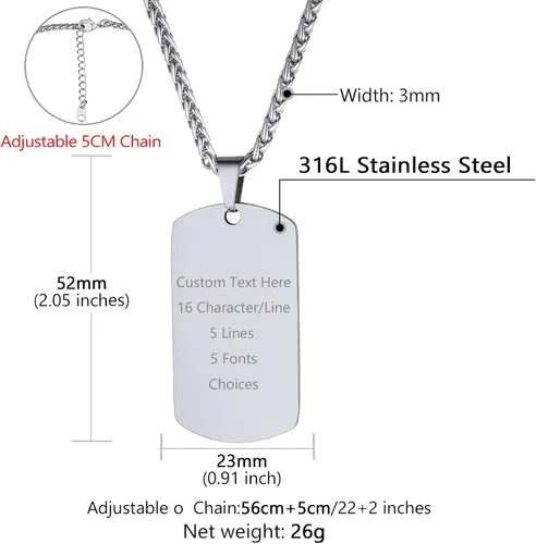 Vista 6 de Supcare Collar personalizado con etiqueta de perro con texto o foto para hombre, colgante de foto conmemorativa personalizado para mujeres y hombres