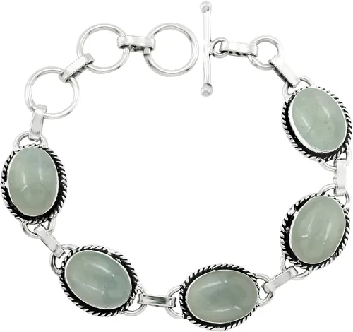 Vista 8 de Natural & Synthetic Gemstones 925 Silver Plated Handmade Link Bracelets Amatista