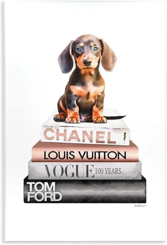 Vista 6 de Glam Bookstack French Bulldog - Placa de pared (10 x 15 pulgadas)