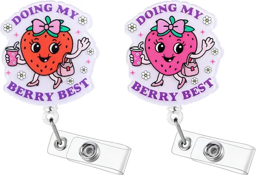 Vista 9 de 2Pcs Funny Cat Nurse Badge Reel Anti Depressants, Cute Pink Retractable ID Card Badge Holder with Alligator Clip, Name Tag Medical Badge Buddy for