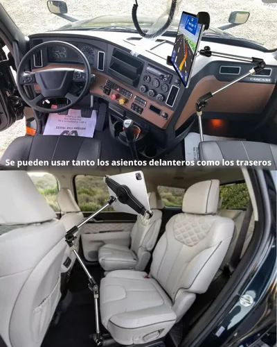 Vista 2 de Soporte grande para tablet con perno de piso de automóvil, brazo plegable de rotación de 360° para iPad Pro 12.9/Air, Galaxy Tabs, Surface Pro/Go