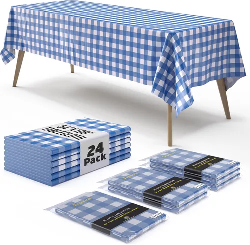 Vista 34 de Exquisite Cubierta de Mesa para Picnic - Paquete de 6 Manteles Premium Rectangulares de Plástico - Cubierta de Mesa para BBQ a Cuadros Negro