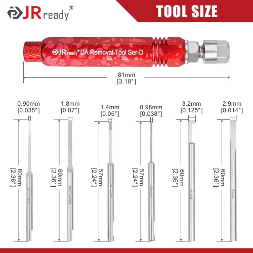 Vista 6 de JRready ST5258 Kit de herramientas extractoras de pines eléctricos con 6 puntas de repuesto para conectores AMP/Metri Pack/TE/JST/Deutsch