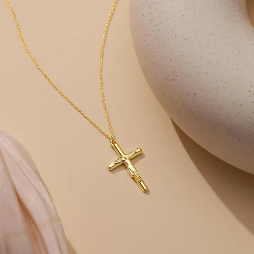 Vista 90 de Collar de cruz para mujeres y niñas, delicado chapado en oro de 14 quilates, gargantilla con dije de cruz que no se deslustra, impermeable, moderno