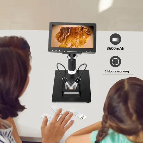 Vista 9 de Hayve Microscopio digital 4K, microscopio de monedas HDMI de 48 MP con pantalla IPS de 7 pulgadas, microscopio de soldadura 1500X con luces